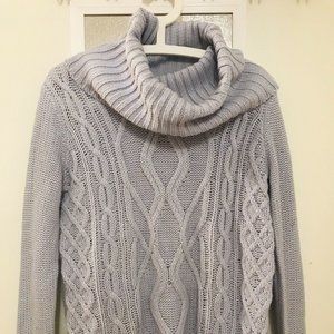 FOREVER 21 CableKnitSweater Pastel Blue Turtleneck